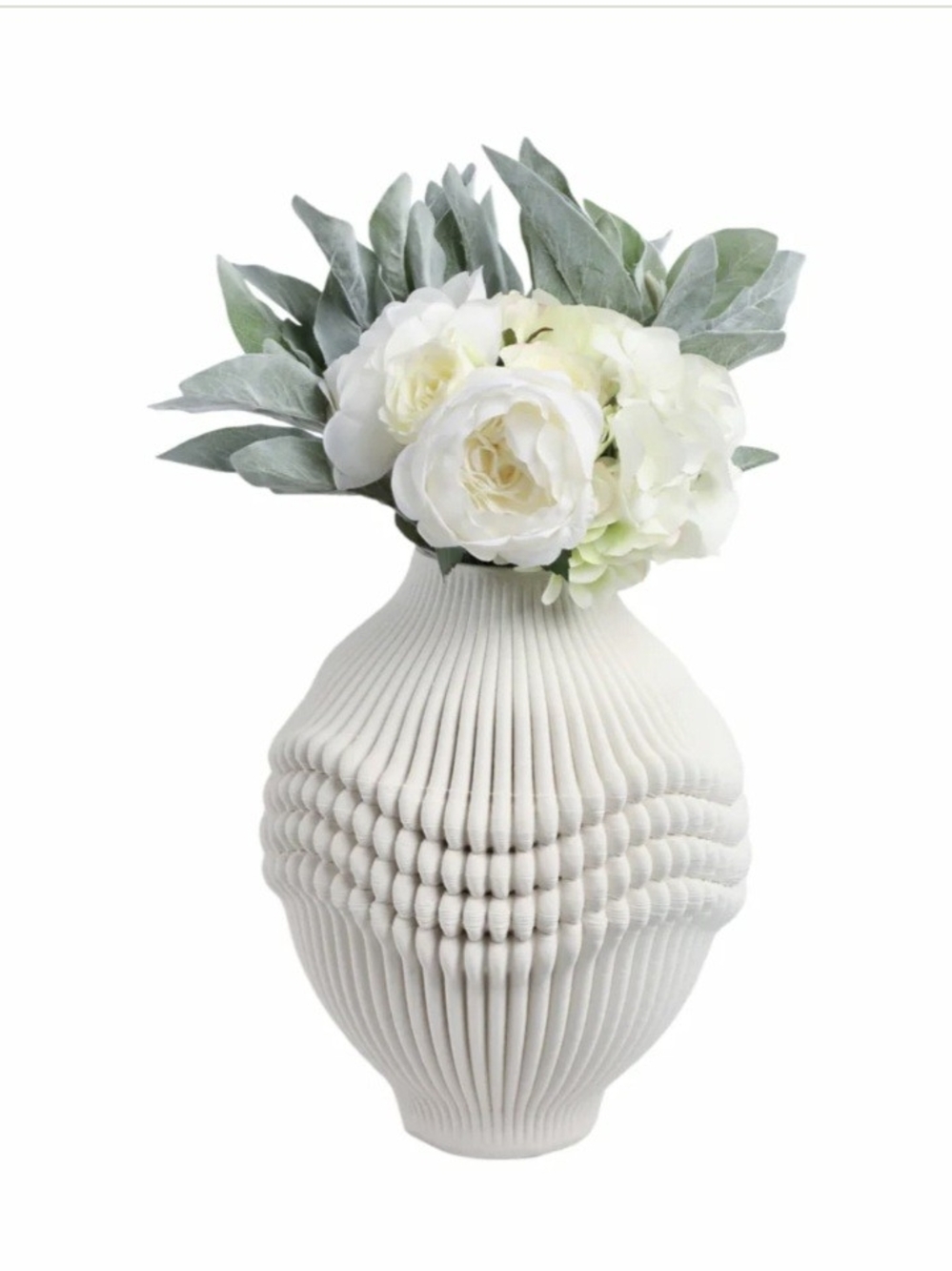 White Textured Porcelain Vase  3D Accent - Home Accents